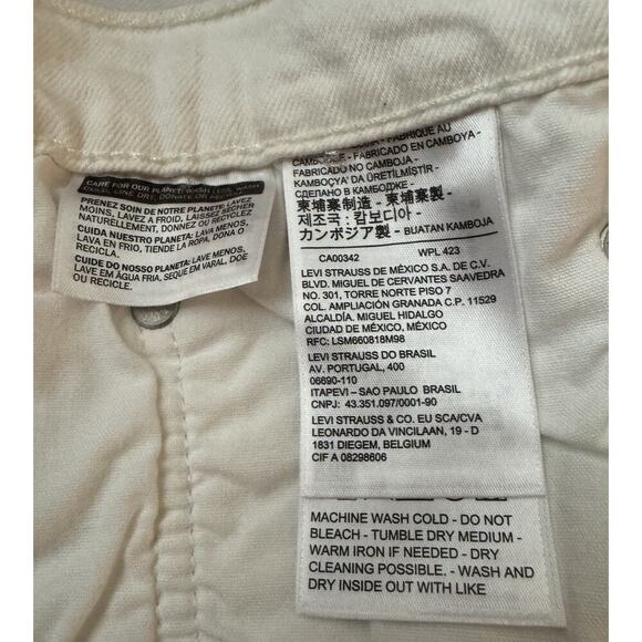 Levi's Premium 501 High Rise Original Cutoff Shorts Off White Size 30 - Picture 13 of 15